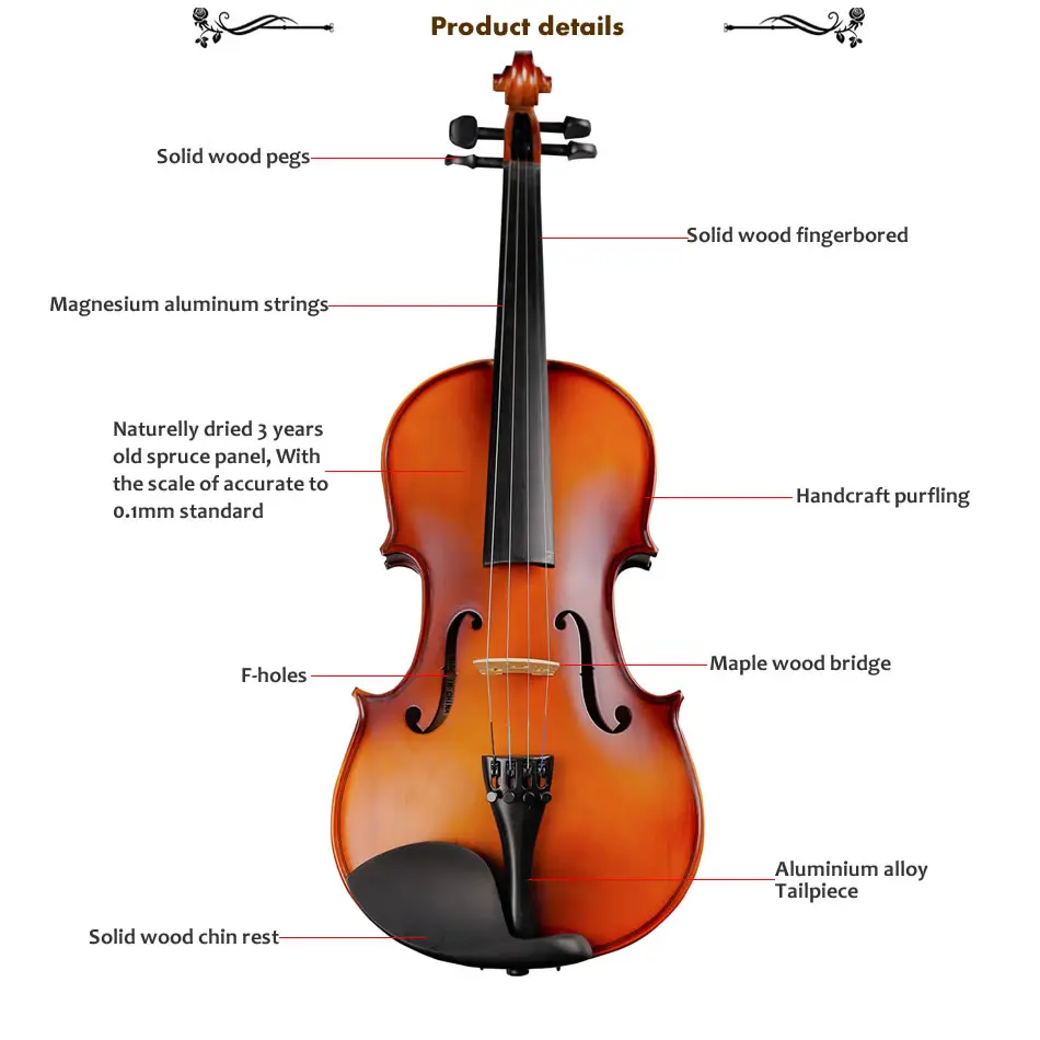 Натуральный клена Скрипки студентов Античная Матовый Скрипки o строки музыкальный инструмент с полный набор Интимные аксессуары tongling
