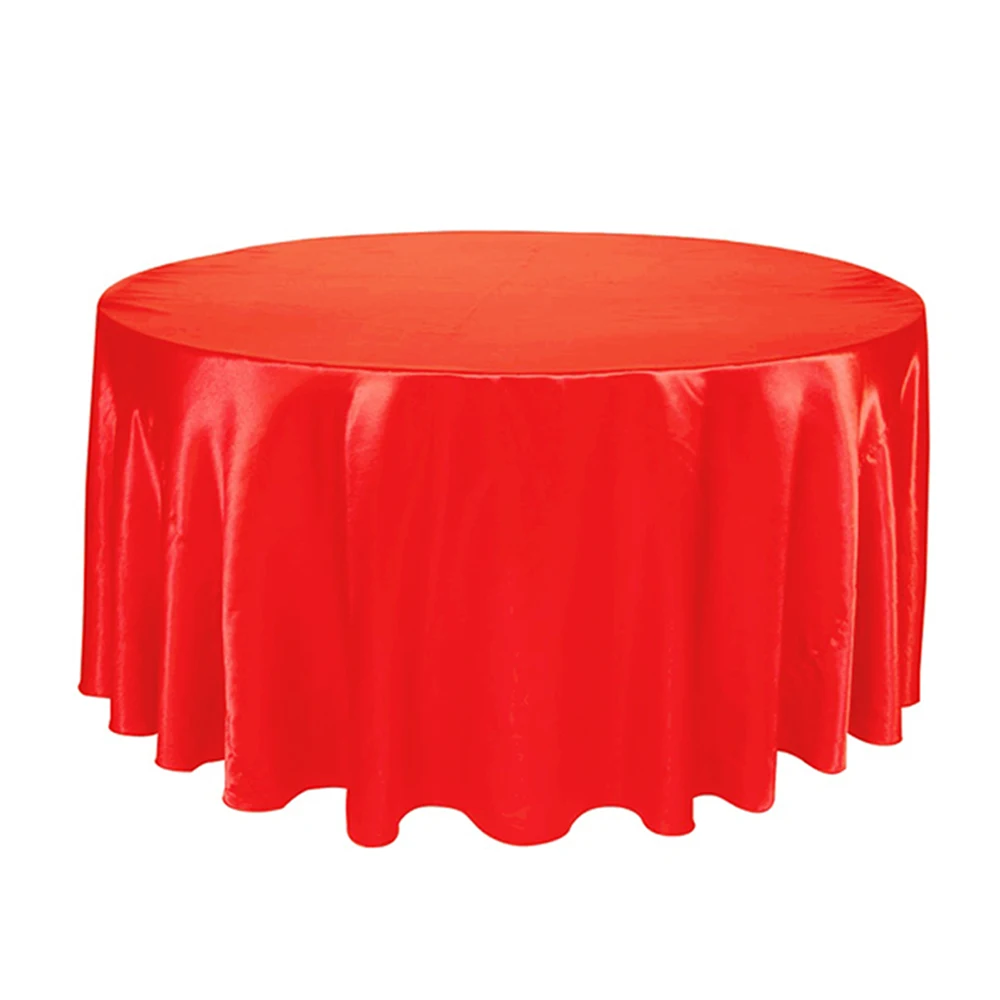 Роскошная полиэфирная атласная Скатерть, маслостойкая Скатерть для свадебной вечеринки, ресторана, банкета, украшения для дома, круглая скатерть - Цвет: red