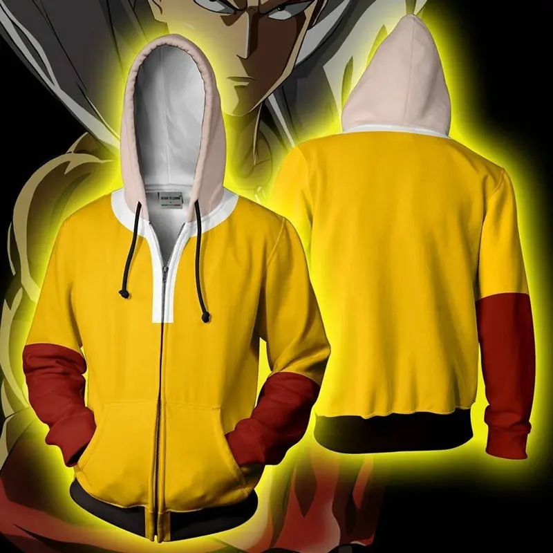 

3D Zipper Hoodies One-Punch Man 3D Cosplay Hooded Sweatshirts Men Women Spring Outerwear Fashion Coat Unisex Plus Size Hoodies