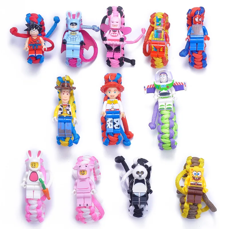 

10pcs Buzz Lightyear Bracelet Handmade Figure Super Hero Iron Man Batman Darth Vader Chicken Panda Building Blocks Bricks Toys