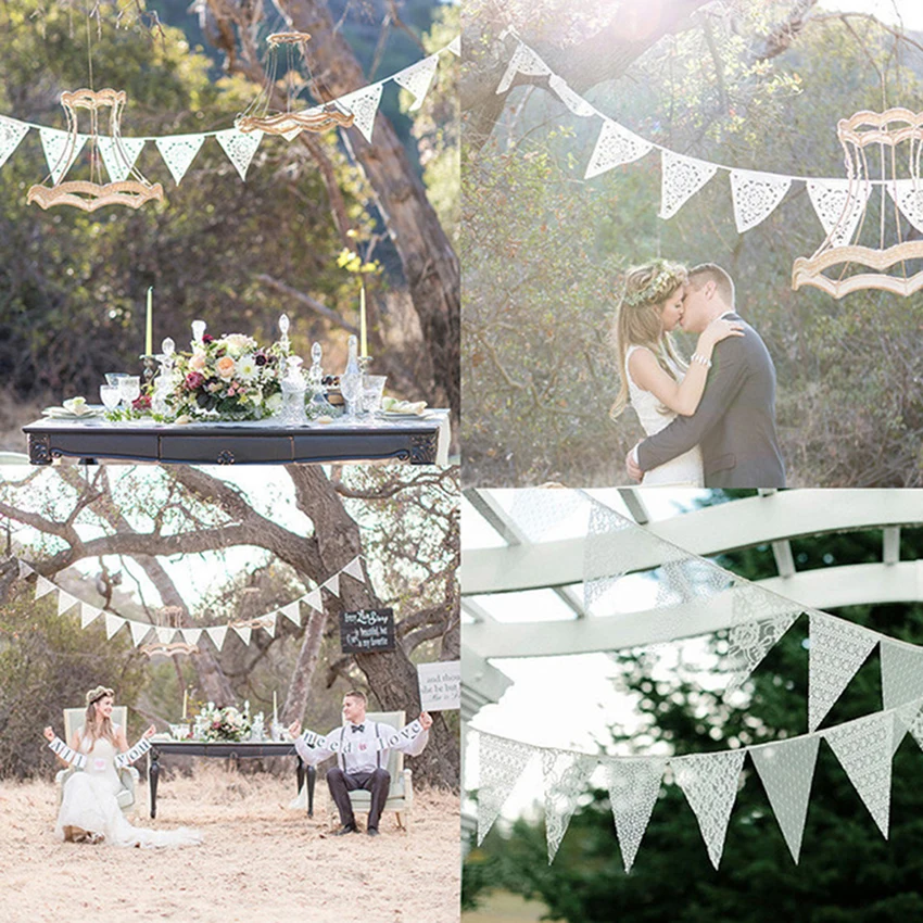 

3.3M 11Pcs Just Married Wedding Bunting Banner Birthday Party Supplies Wedding Decoration Vintage Rustic Burlap Lace Hessain