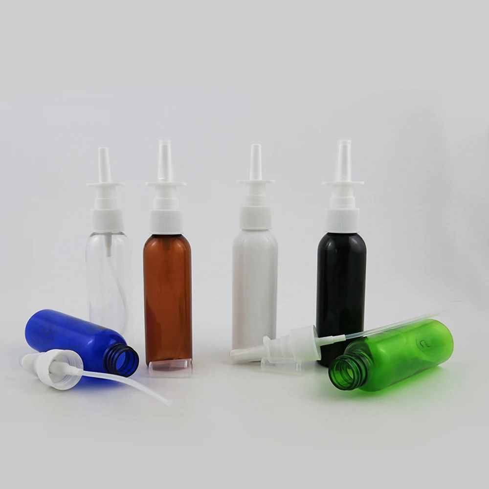 

50 x 60ml White bottle Plastic Nasal Spray Bottles Pump Sprayer Mist Nose Spray Refillable Bottles For Medical Packaging