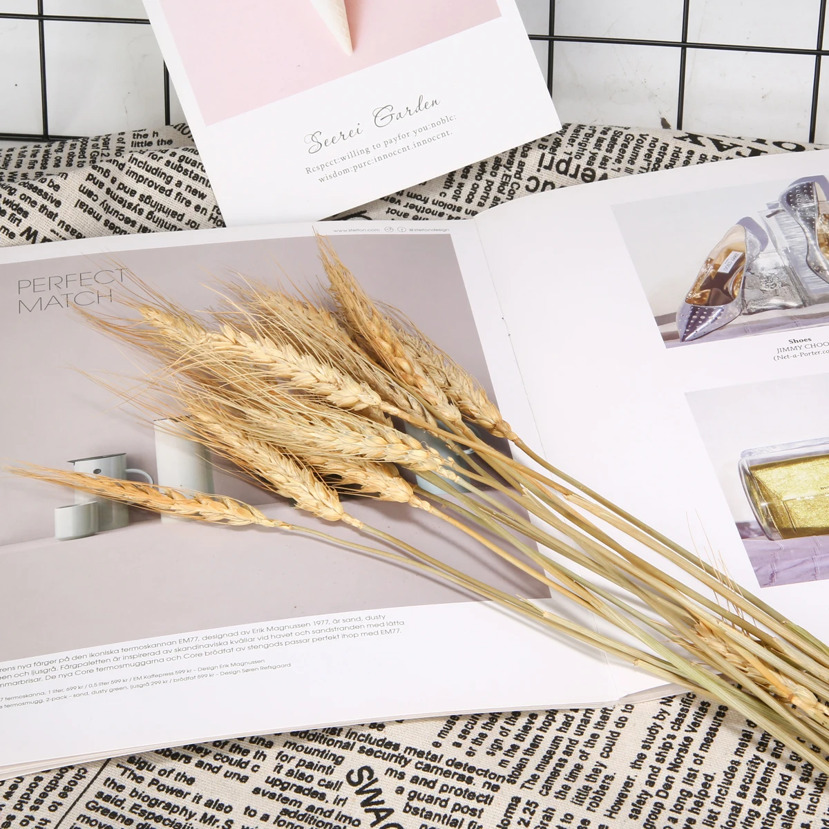 15 branches Wheat Dried Wheat Ear Bouquet Wedding Decoration DIY Photo Prop Living Room Decoration Plant