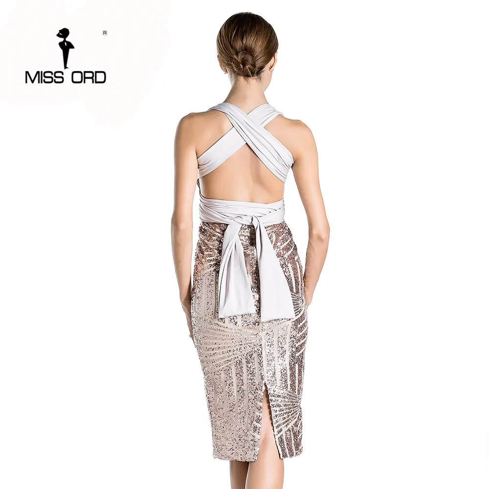Missord сексуальные платья с v-образным вырезом без рукавов с низким вырезом на спине вырез в виде геометрических фигур платье с пайетками FT3577-1