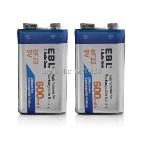 hot-selling 2pieces 600mAh Li-ion 9 V Rechargeable Batteries For Smoke detectors Wireless Microphones | Электроника