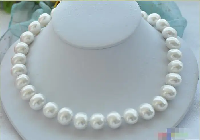

FREE SHIPPING HOT sell new Style >>>> 17" 13x15mm egg white SOUTH SEA SHELL PEARL NECKLACE