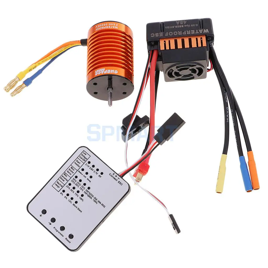 

F540 3000KV Brushless Motor+45A ESC +LED Program Card for 1/10 RC Car Truck