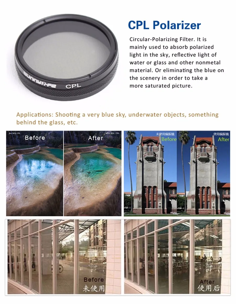 DJI Phantom 3 4 Accessories ND4 / ND8 / MCUV / CPL HD Lens Filter For Phantom 4 Phantom 3 Professional And Advanced And Standard Cam