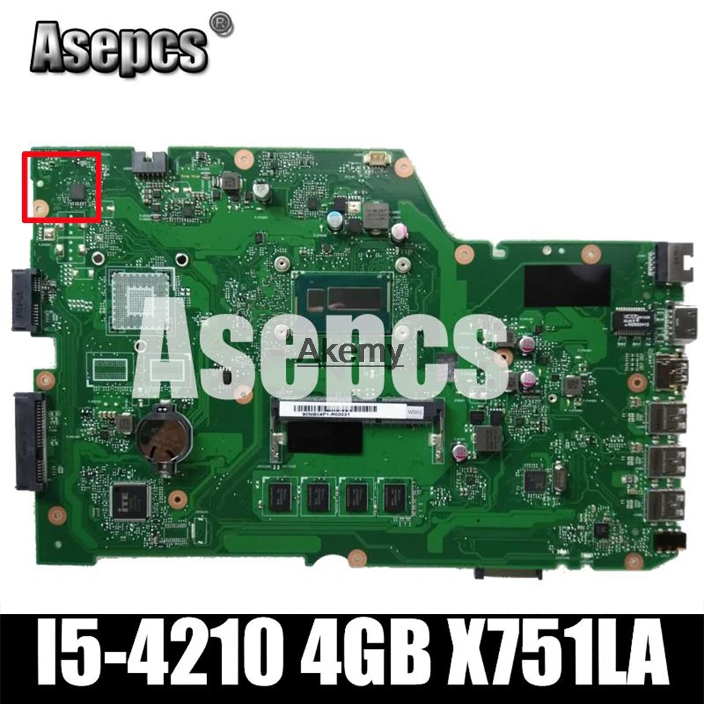 Asepcs I5-4210 4 Гб X751LA материнских плат REV: 2,0 для ASUS X751L X751LD X751LX X751LK X751LA K751L Материнская плата ноутбука X751LD