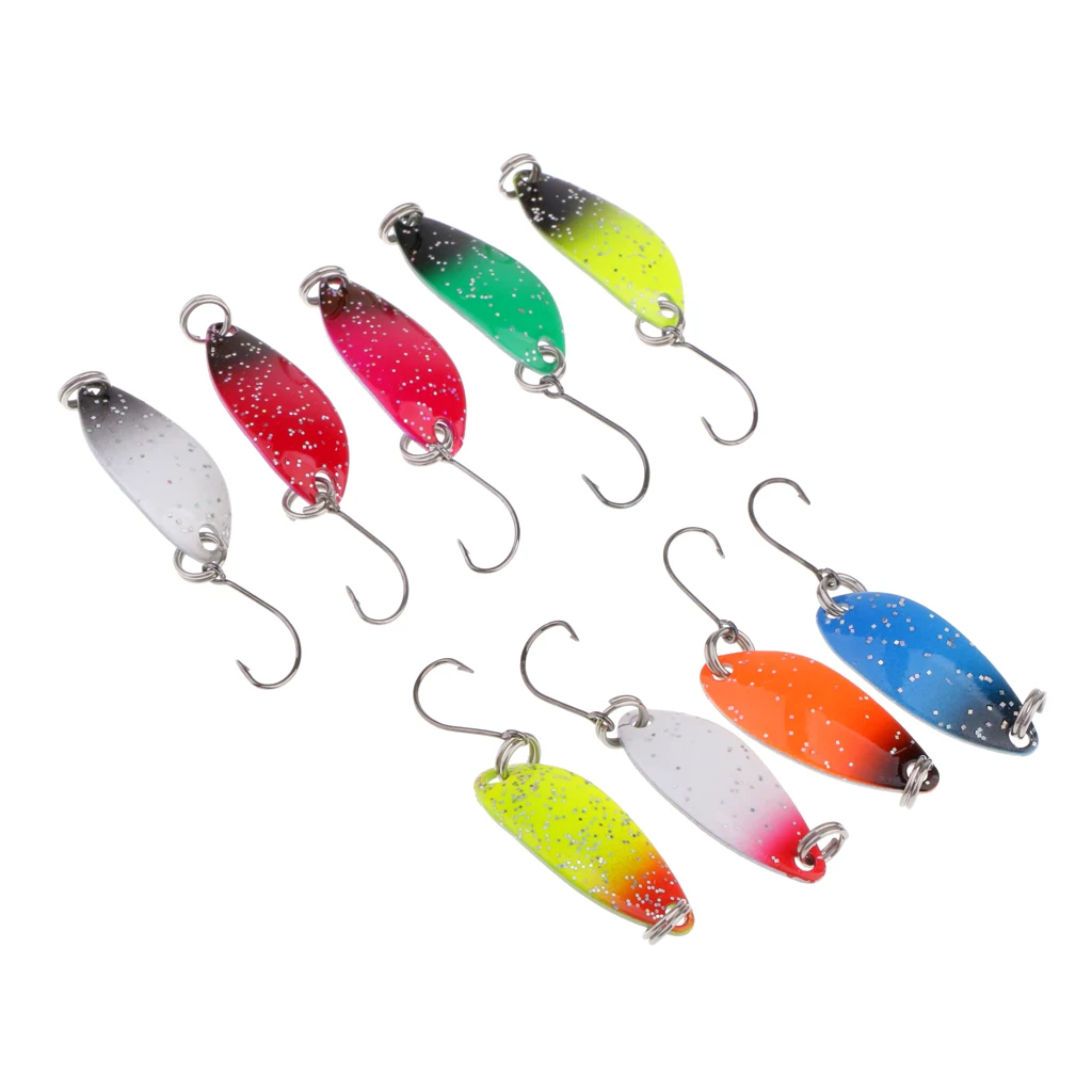 9Pcs Trout Spoon Lure Metal Baits Jigging Single Hook Fishing Spoon Lure Kit Fishing Accessories