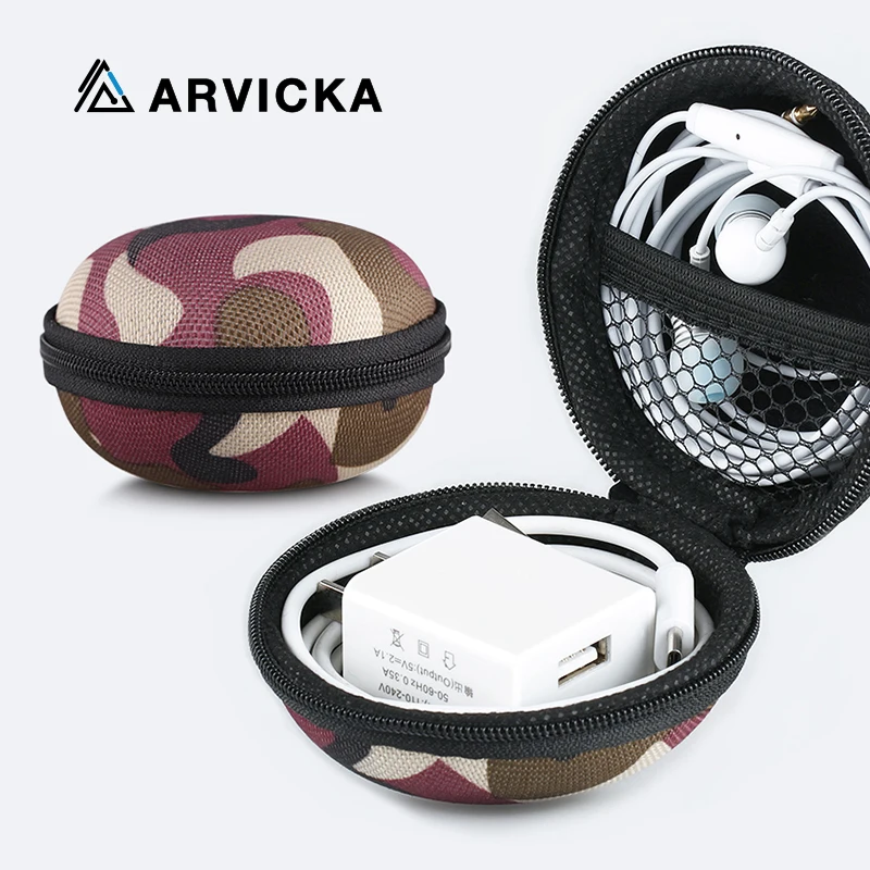 Headphone Case with Zipper Portable Mini Earphone Bag EVA Round Hard