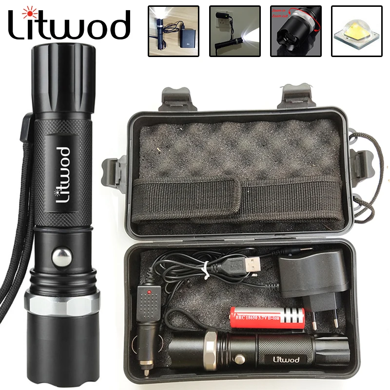 

Litwod Z25 5000lm xml l2 Flash light Lamp Self defense Flashlight powerful Tactical Emergency torch personal defense flashlight