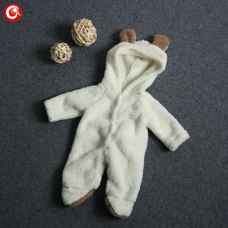 2016 Cute Winter Warm longsleeve coral fleece infant baby Romper cartoon winter Jumpsuit boys girls animal overall menino menina (1)