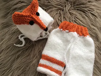 

Baby Photography Props fox hat+pants Newborn Fotografia Accessories Infant Studio Shoot animal costume outfits 0-1m or 3-4