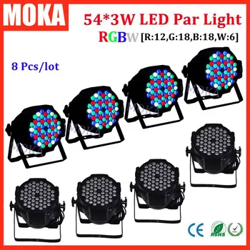 

8PCS/lot Fast Shipping DJ Stage Effect Par Profile Bright LED RGB Color Mixing Lighting 54*3 LEDs Par Can Light