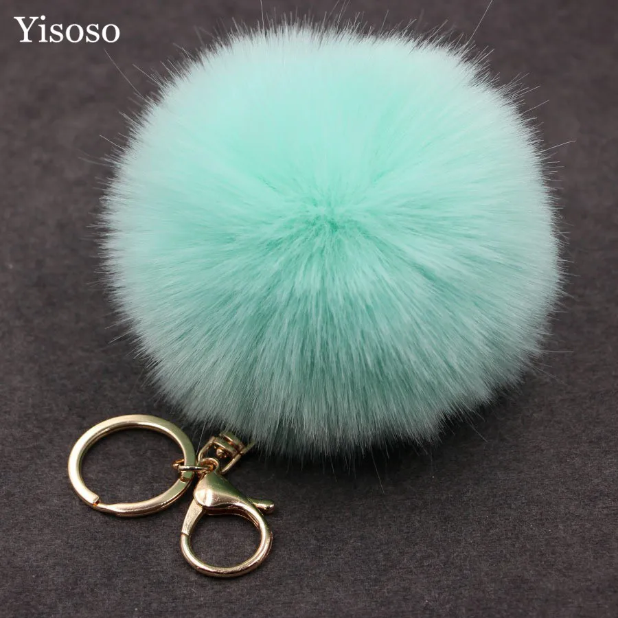 

Guanya big Dia. 10CM Super Round Key Chain genuine Rabbit Fur Plush Pom Poms Ball Bag Car Ornaments Pendant Key Chain YS027