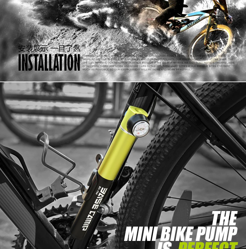 BASECAMP BC-754 велосипедный насос высокого давления Мини Портативный Mtb велосипедный насос инструменты аксессуары велосипедные шины надувной воздушный ручной насос