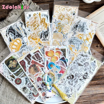 

(60 pieces/lot)Vintage Gentleman Lady Sticker Bag Alice Travel Notes Stationery Sticker Big Size Memo Pad
