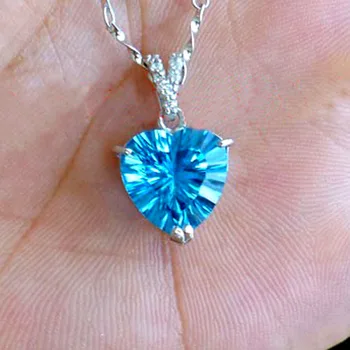 

5 CARAT big Cute Classic Topaz pendant Gemstone Blue Pendant 925 Sterling silver Necklace Romantic Fine Jewelry Beautiful blue