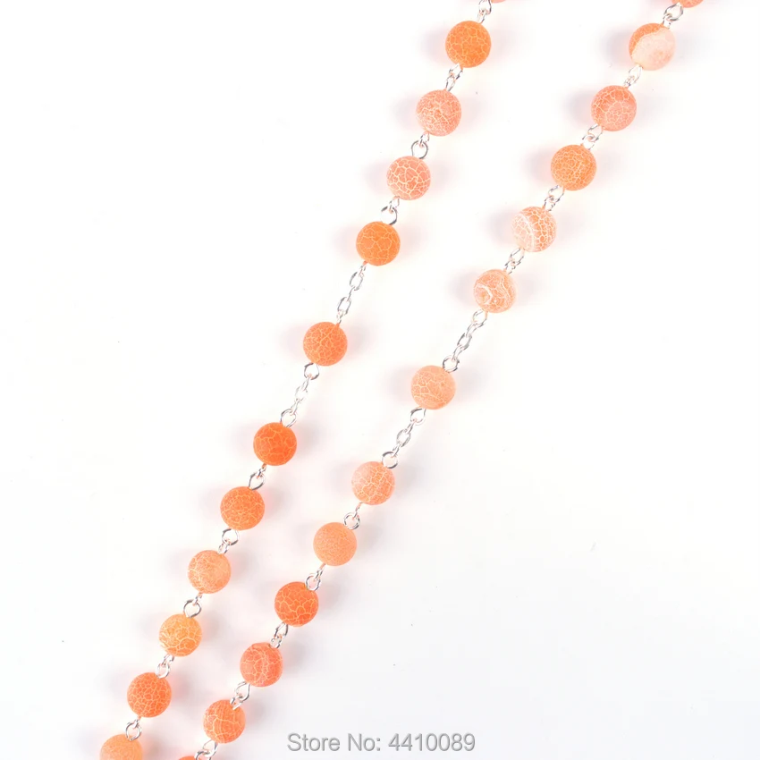 Trendy Religious Frosted Orange Stone Beads Our Lady of Perpetual Help Catholic Rosary Necklace