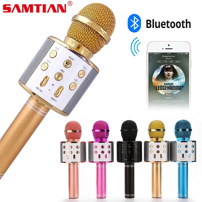 Беспроводной Bluetooth микрофон WS858 колонка для караоке высокой версии KTV плеер
