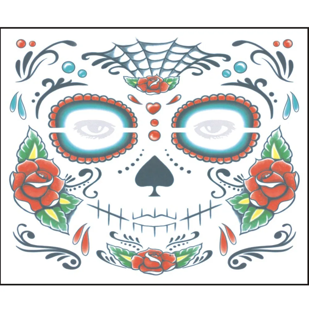 Наклейки на лицо 2 шт День мертвых Dia de los Muertos маска для лица сахарная татуировка в виде черепа красота татуажи темное a prueba de agua# y4