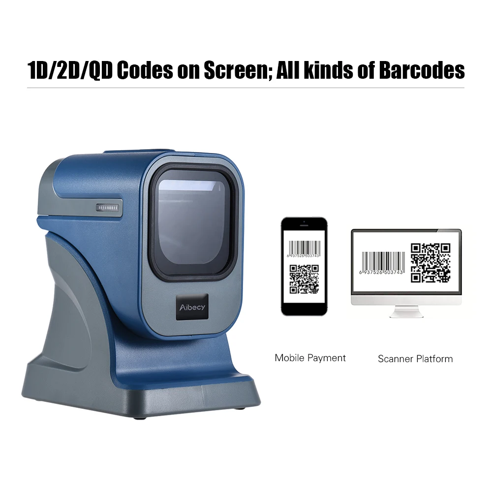 Aibecy всенаправленный 1D/2D Presentaion сканер штрих-кодов считыватель платформа высокоскоростной Автосканер для магазинов супермаркеты экспресс