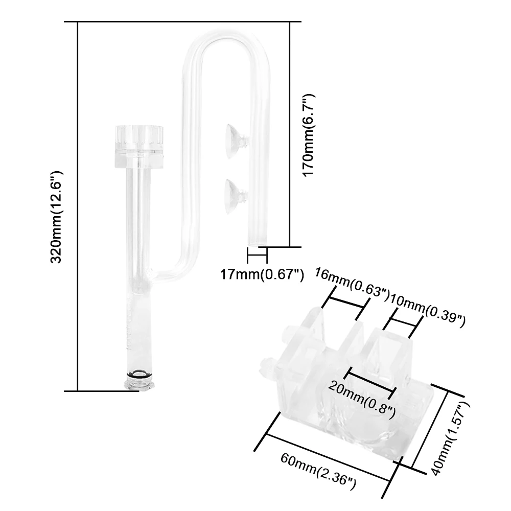 Аквариумное растение, стеклянная поверхность, скиммер, лилия, труба для потока, аквариумный аквариум, 2 шт., присоска, акриловая труба, держатель, 13 мм/17 мм, труба