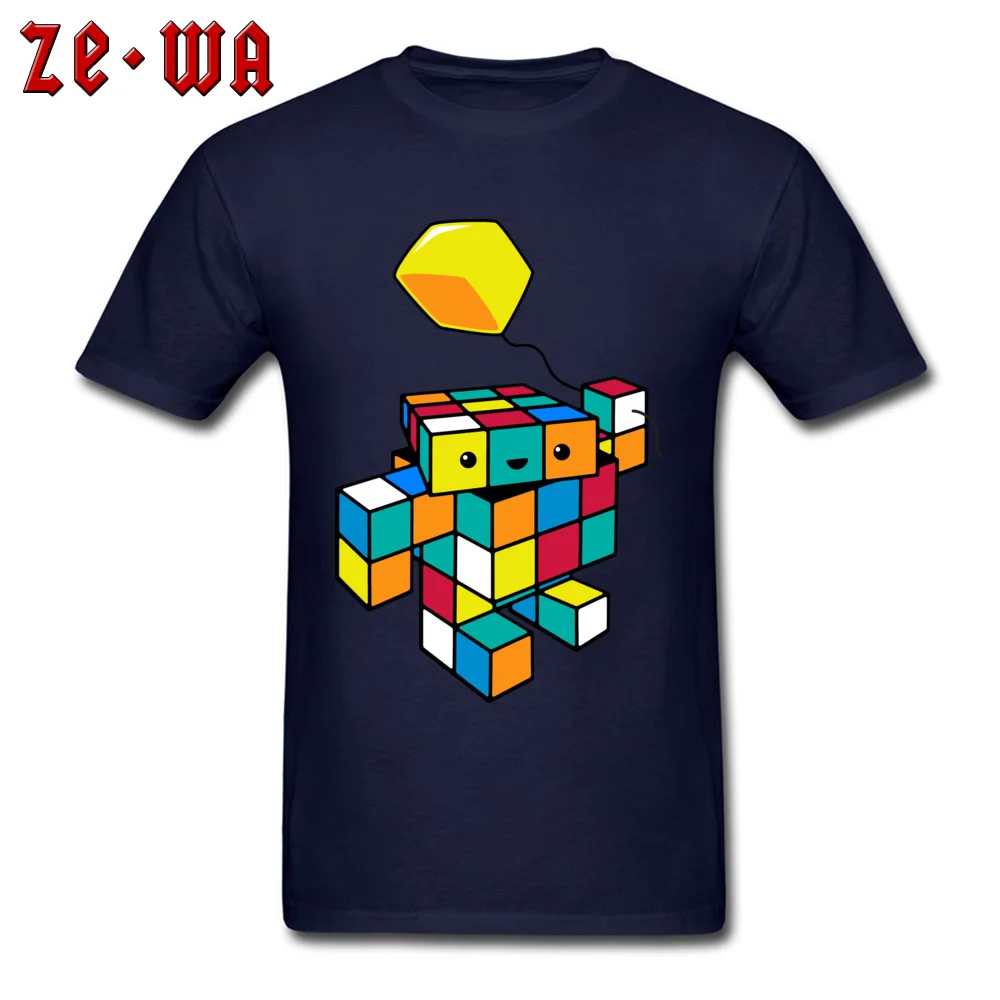 CUBE WITH A CUBE Cool T-shirts for Men 100% Cotton Lovers Day Tops & Tees Custom Tops Tees Short Sleeve Family O-Neck CUBE WITH A CUBE navy