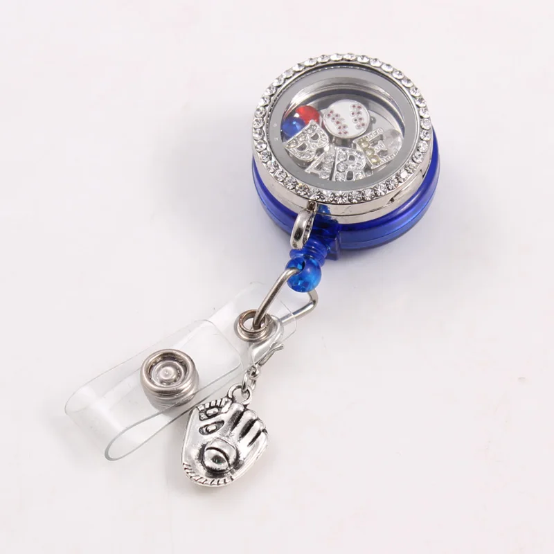 Baseball Badge Reel Floating Locket with BABE Charms Love Plate Crystal Recoil Brooch Jewelry For Fans Gift | Украшения и