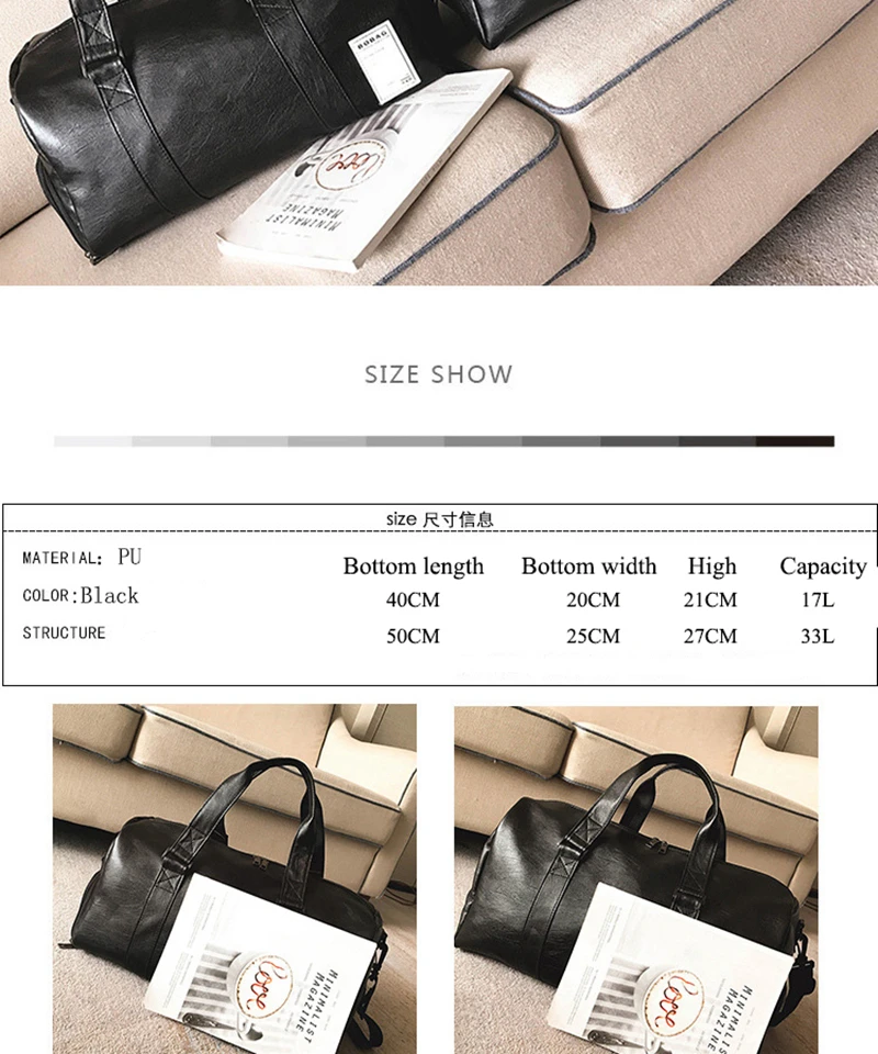 Gym Bag Leather Sports Bags Big MenTraining Tas for Shoes Lady Fitness Yoga Travel Luggage Shoulder Black Sac De Sport XA512WD (6)