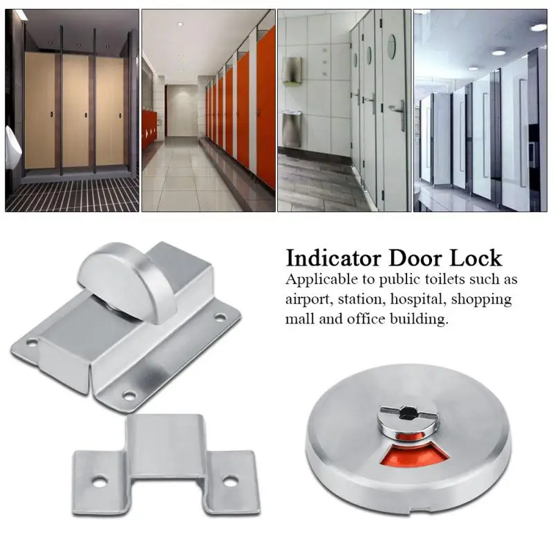 Door Lock Bathroom Restroom Indicator Toilet Privacy Bolt Door Lock with Indicator and Screw