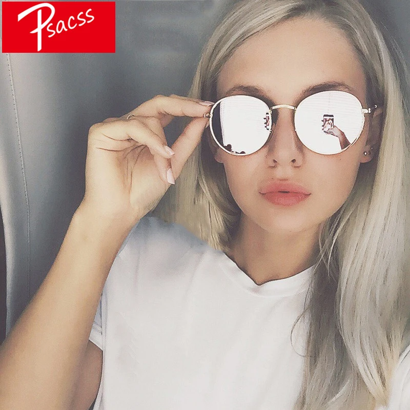 Psacss Ретро Металлические Круглые Солнцезащитные очки для мужчин и женщин, винтажные радужные цветные Роскошные брендовые дизайнерские солнцезащитные очки oculos de sol feminino
