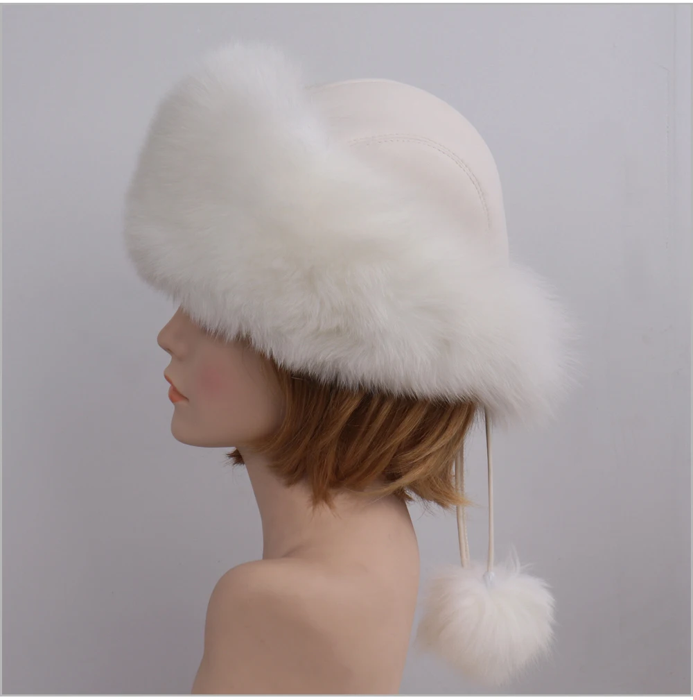 Женская зимняя шапка из натурального Лисьего меха, натуральный мех лисы шапка, качественная русская теплая шапка из меха лисы, шапки-бомберы из натурального Лисьего меха