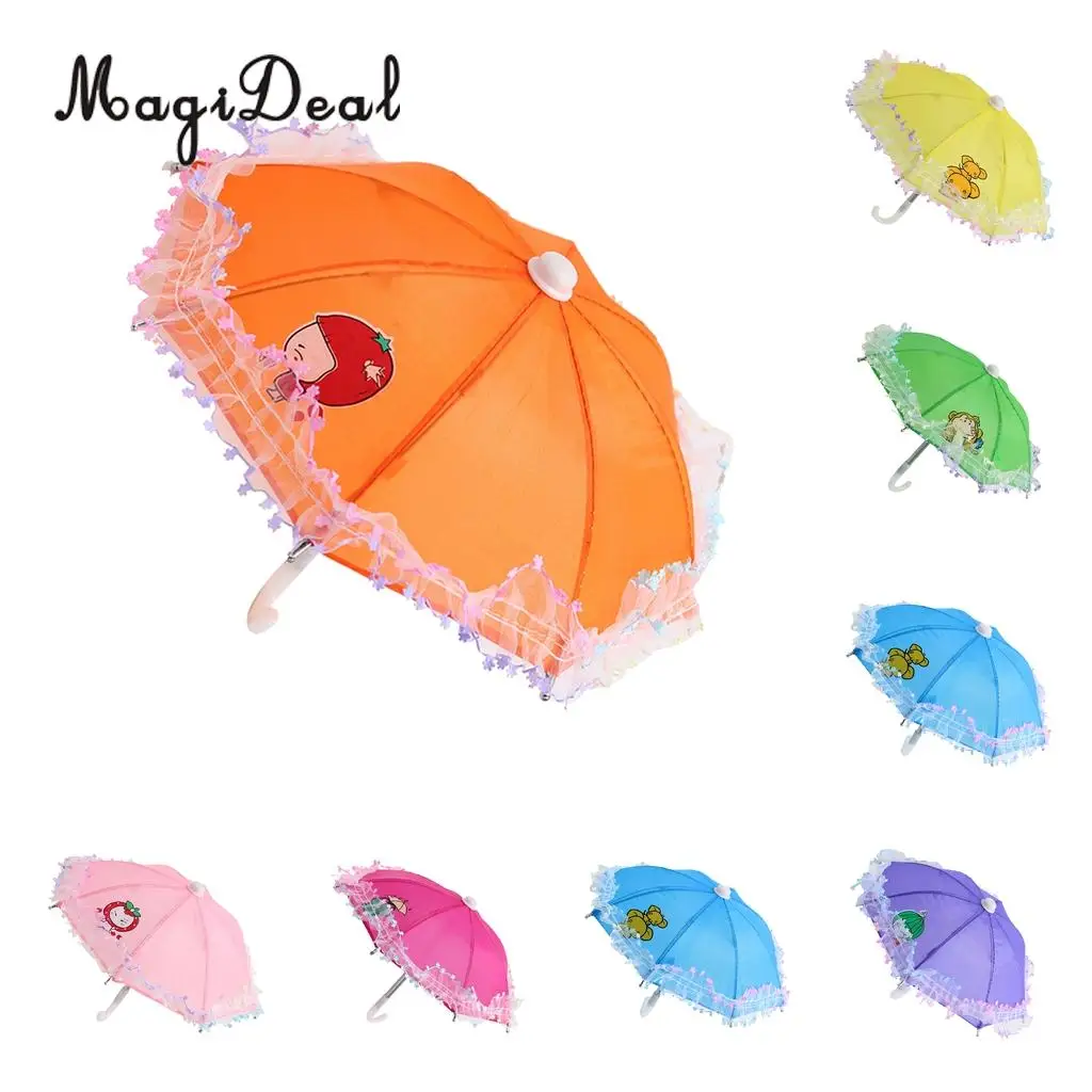 MagiDeal Cute Animal Print Umbrella for 18inch   Doll Accessories Colorful