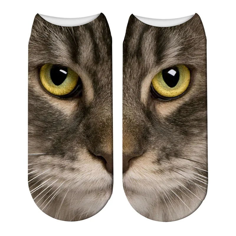 SexeMara/ дизайн, женские рождественские носки унисекс с 3D принтом кошки, Meias, женские носки с 3D принтом в виде кошачьей мордочки, Harajuku, милые короткие носки для домашних животных - Цвет: Style2