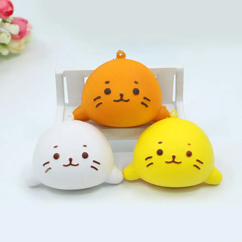 Медленно поднимающийся Kawaii мягкие Squishies отскок белый хлеб шнур PU Squishies облегчить стресс лечебная игрушка моделирования с принтом «головa кота»