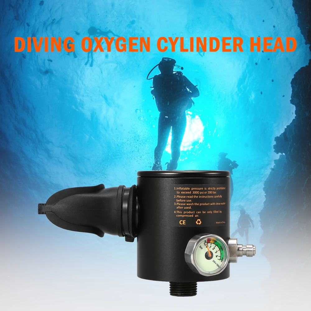 أسطوانة أكسجين رئيس 0.5L أسطوانة أكسجين رئيس الغوص التنفس جزء الغوص منظم الاستراحة مع قياس الرياضات المائية