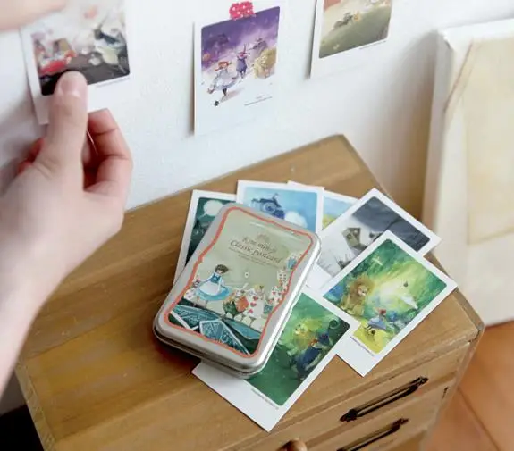  40 pcs/set Alice tin Box greeting cards set Mini retro postcards European Classical style Cards & I