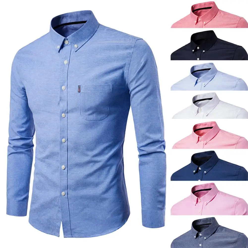 Men Business Dress Shirts Smart Casual SHirts Autumn Men Tops Concise ...