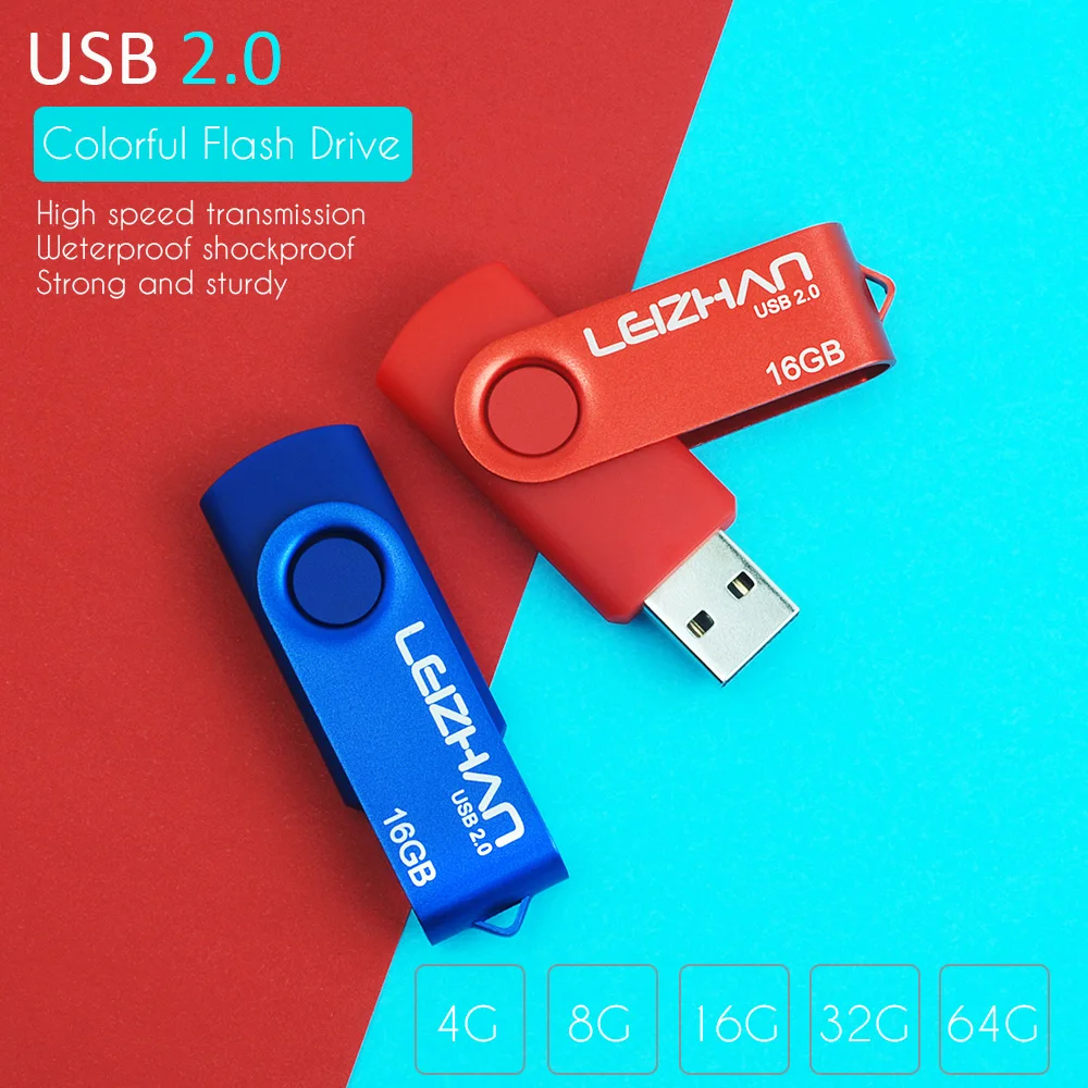 LEIZHAN Mini USB флеш накопитель 64 ГБ 32 16 8 4 Гб OTG адаптер Micro type c конвертер флешка