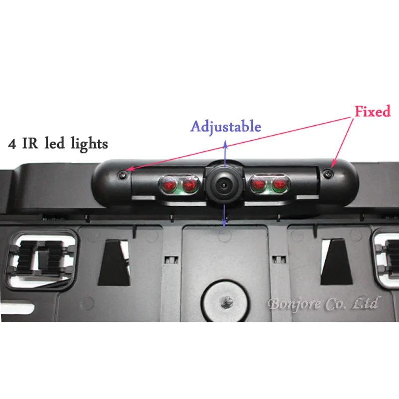 Wireless 5 Inch Car Monitor Digital Display Video Input AV1/2 CCD Car License Plate Frame Cam Rear view Camera Reverse 4 Lights