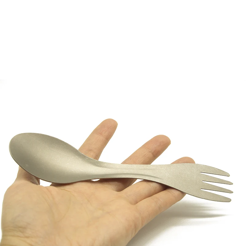 

Camping Titanium Fork Spoon Dual Purpose Ultralight Titanium Spoon Camping Tableware For trekking Outdoor Cooking Hiking Supplie