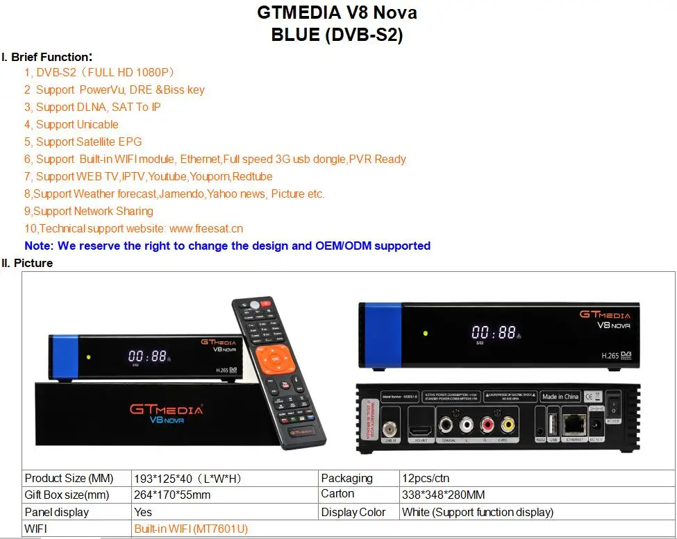 GTmedia V8 NOVA HD спутниковый ресивер+ cccam cline на 1 год бесплатное цифровое тв для Испании Польша Нидерланды V8 Супер новая версия