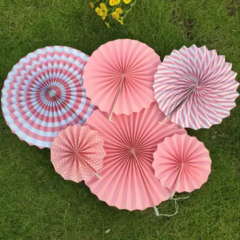 

Set of 6 Colorful Paper Fans Round Wheel Pattern Fiesta Design for Parties, Birthdays, Barbecues, Holidays
