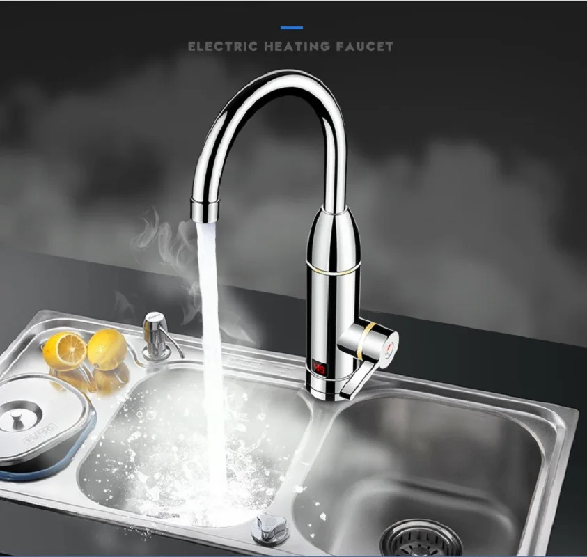 Electric kitchen LED display instant heating faucet heater hot cold dual-use Tankless water quickly heating tap shower with