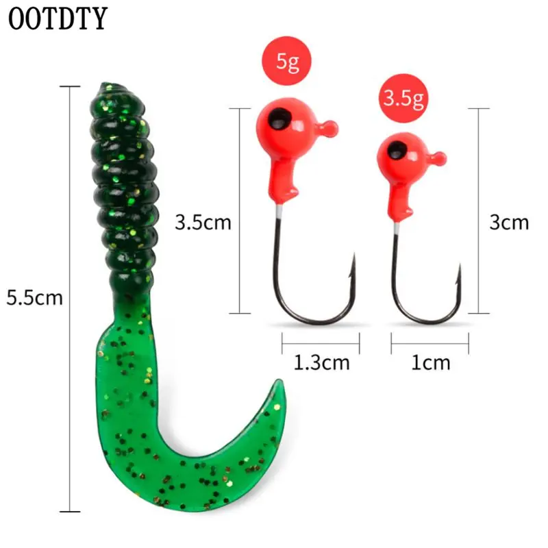 

OOTDTY 30 Pcs/set Fishing Soft Bait Lead Hook Group Set Baits Trailer Softworms
