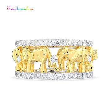 

Rainbamabom Vintage 925 Sterling Silver Topaz Gemstone Wedding Engagement Elephant Animal Ring Fine Jewelry Gifts Wholesale