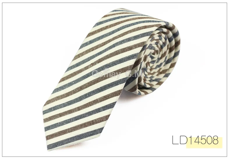 New Fashion Mens Ties Cotton Necktie for Men Causal Stripe Tie For Man Bussines Corbatas Bridegroom Party Slim Neckties - Цвет: LD14508