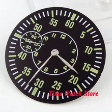 38,5 мм черный циферблат светящийся 24 часа подходит для ETA 6497 часы с ручным заводом циферблат+ серебряные стрелки D135